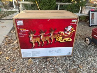 9 ft. Long Giant-Sized LED Santa's Sleigh with Reindeer