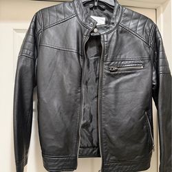 Zara Classic boy’s youth black leather moto jacket