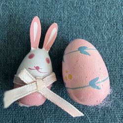 Vintage Handpainted Easter Bunny and egg decorations