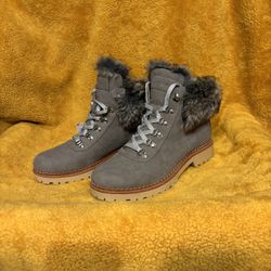 Indigo rd. Grey Cecilia Fur Top Hiker Boots