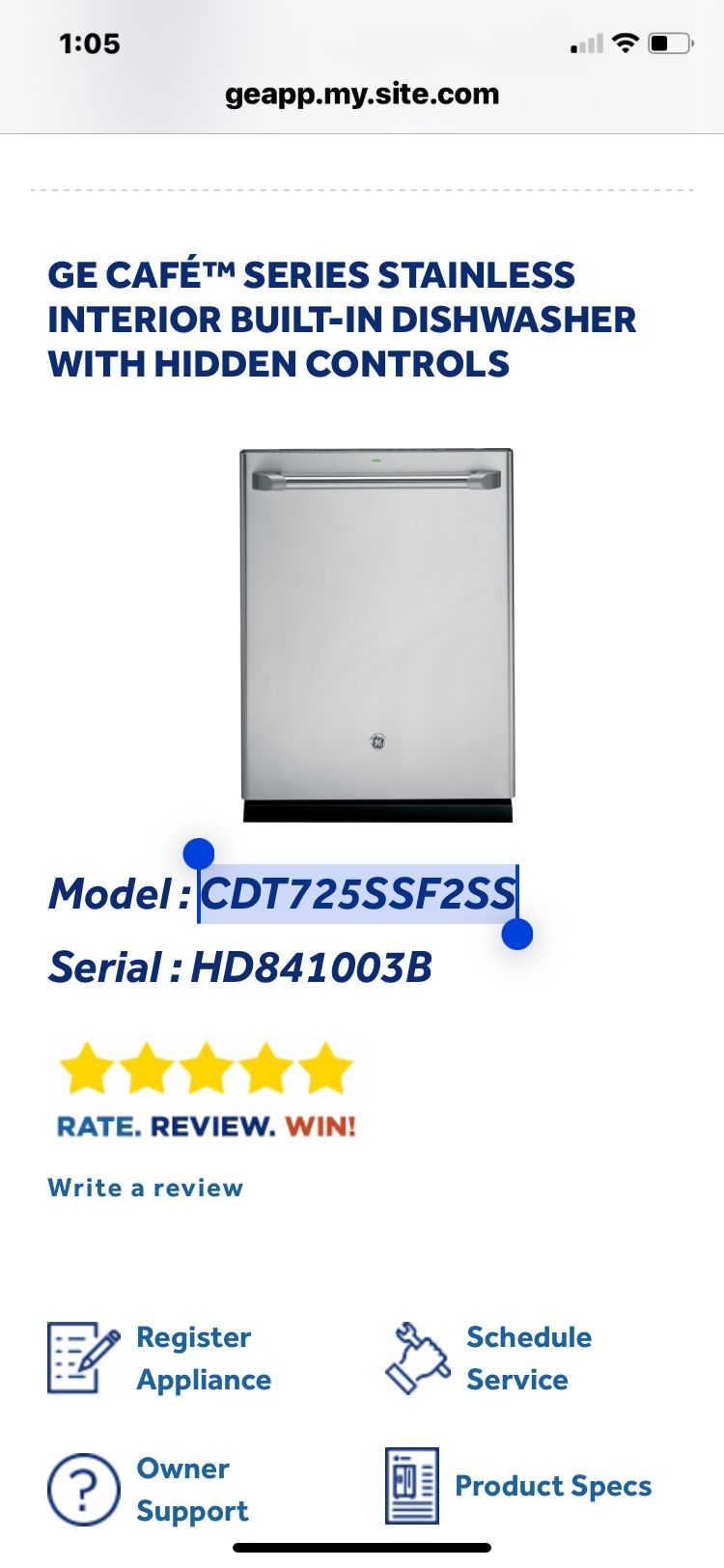 GE Cafe Dishwasher