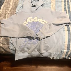 Sky Blue Spider Web Hoodie