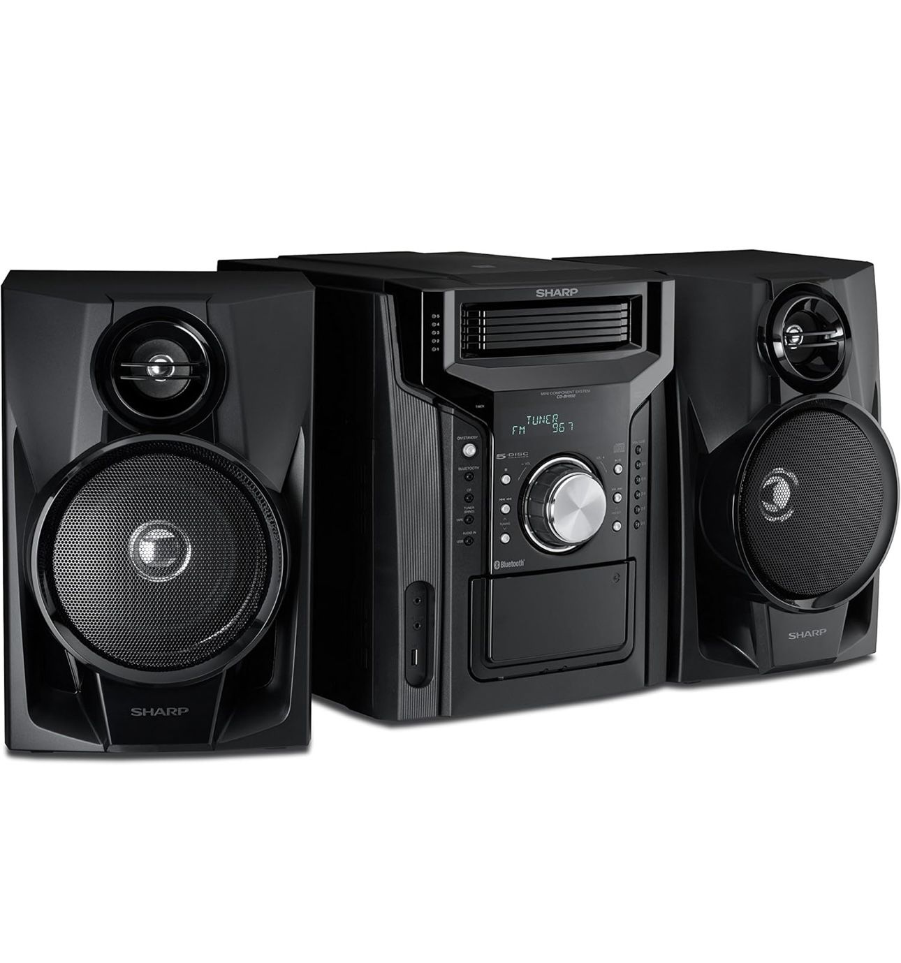 Sharp CD-BH950 Sharp 240W 5-Disc Mini Shelf Speaker System with Cassette and Bluetooth