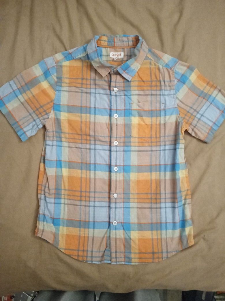 Kids Size L 10/12 Plaid Shirt Button Up