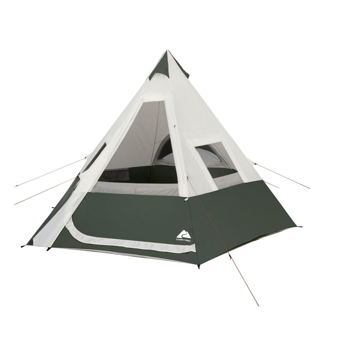 Ozark Trail 7-Person 1-Room Teepee Tent, with Vented Rear Window, Green