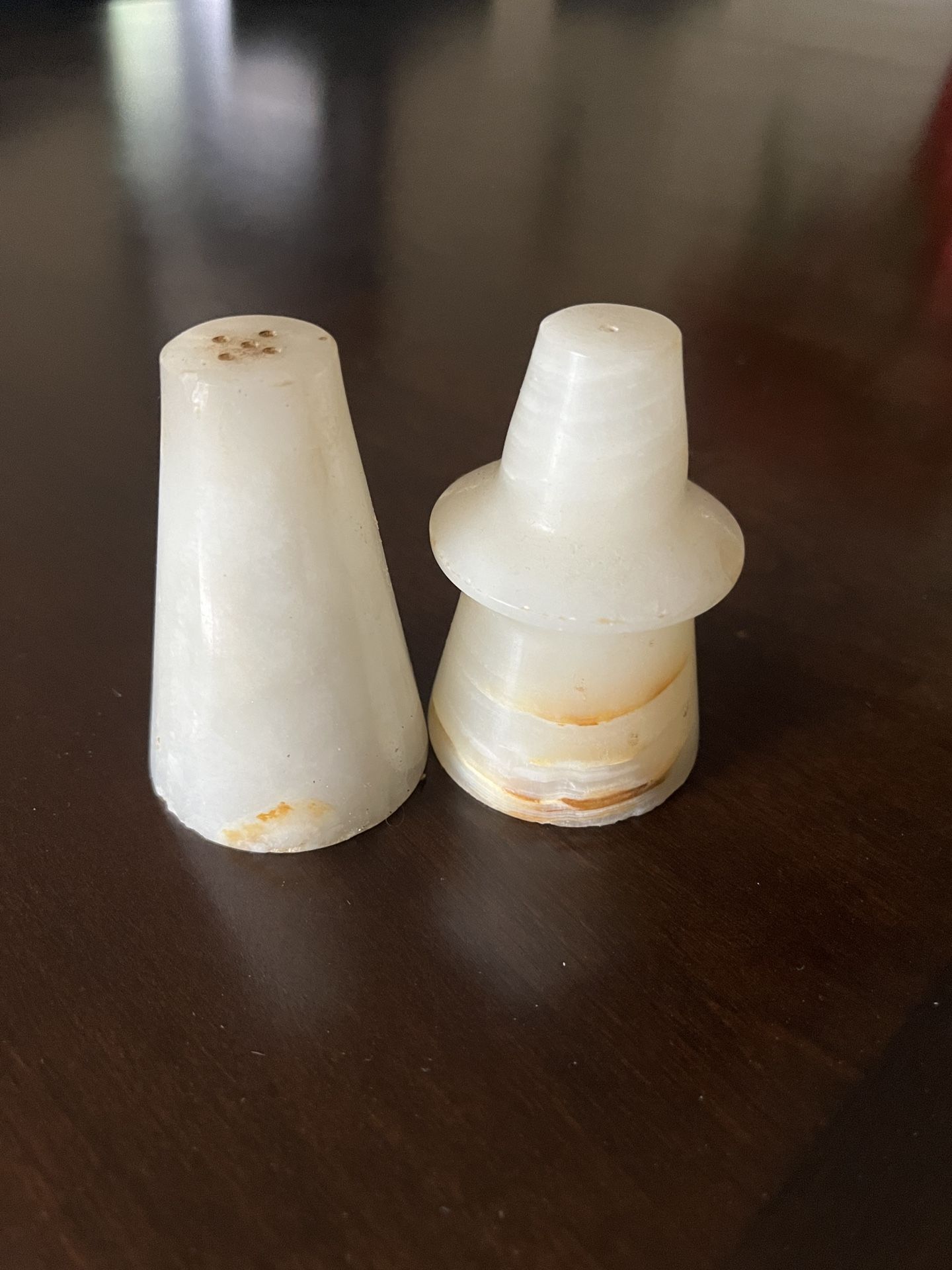 Vintage Marble Salt & Pepper Shakers - Stone Cream Ivory