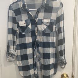 Passport blue and white plaid (lightweight) long sleeve button down size medium