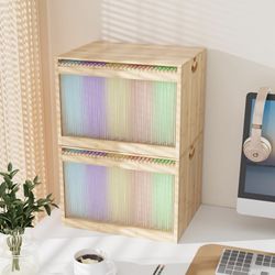 Brand new Bamboo Hanging File Boxes with Lids 2 Pack, File Organizer Box for Letter/ Legal File