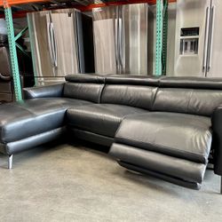 Hoffman Leather Power Reclining Sectional, Black 