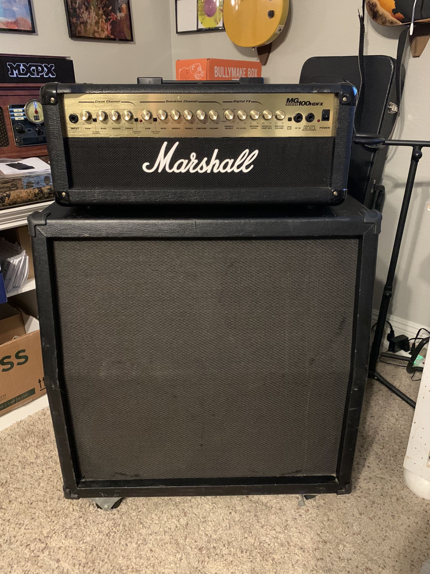 Marshall MG100HDFX Amplifier / Amp Head w/ ROHS 4X10 Speaker Cab Electric Guitar Half Stack - Sweet!