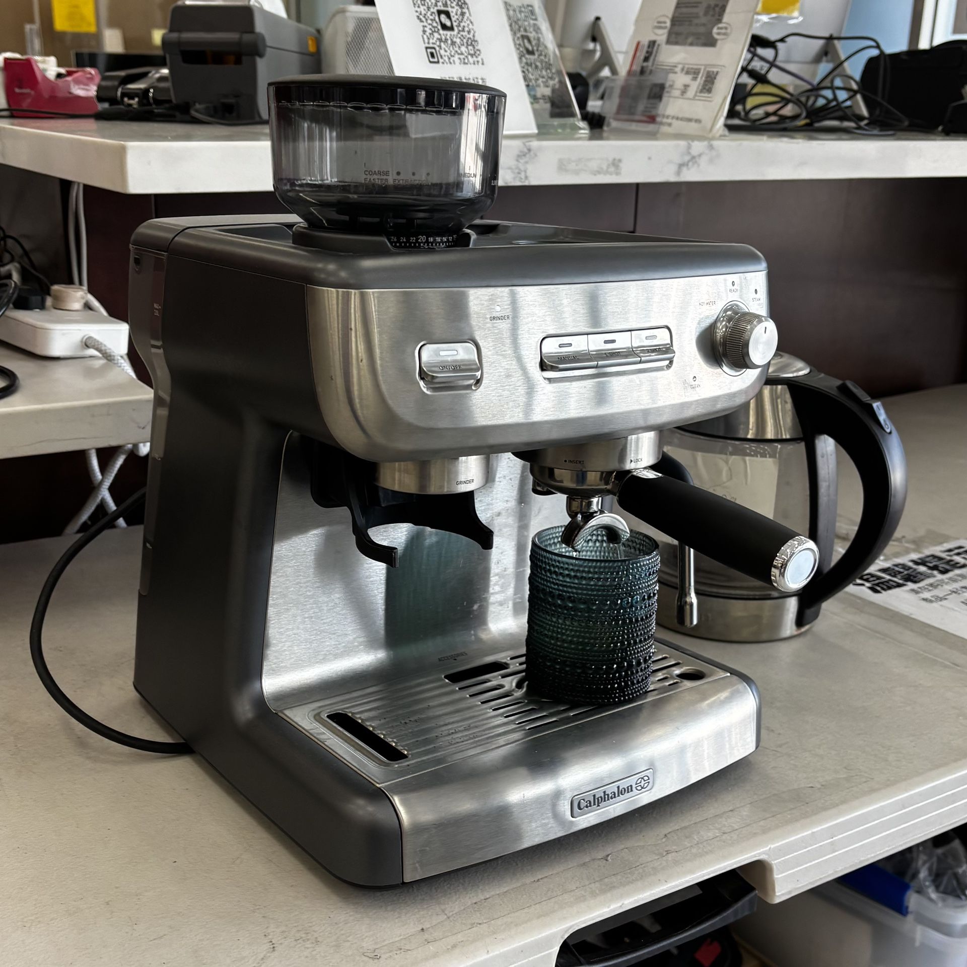Calphalon Temp IQ Espresso Machine with Grinder and Steam Wand