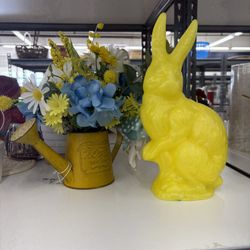 Easter Bunny Rabbit Wax Candle Yellow 12" Figurine Vintage Country Cottage Decor