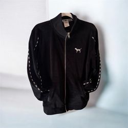 Woman’s Velour Victoria Secrets Pink Zipper Sweater Size Large 