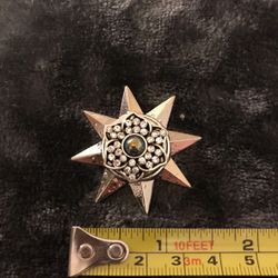 Rustic Metal Star Crystals Dark Pearl Flower Pendant Winter Jewelry 