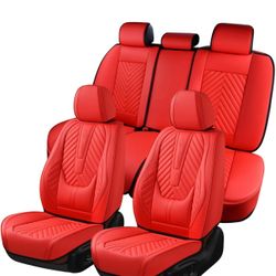 Coverado Car Seat Covers, Leatherette Seat Covers Full Set, Luxury Automotive Seat Covers Protector Cover Seat Universal Fit for Most Cars SUV Truck w