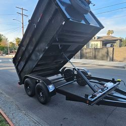 BRAND NEW DUMP TRAILERS 12X8X4 HYDRAULIC SYSTEM ROLLING TARP AND SPARE TIRE REMOTE CONTROL ELECTRIC BRAKES LIGHTS TITLE IN HAND FOR ANY QUESTION TEXT 
