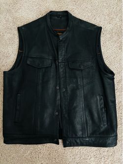 Men's leather vest XXL