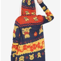 Disney Winnie The Pooh Fair Isle Sherpa Girls Open Cardigan