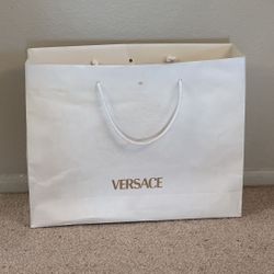 Authentic Large Vintage Well Made Versace White Gold Raised Medusa Shopping Bag