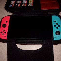 Nintendo Switch with Case and 12 Games 