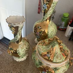 Vintage Portuguese Vase And Bowl 