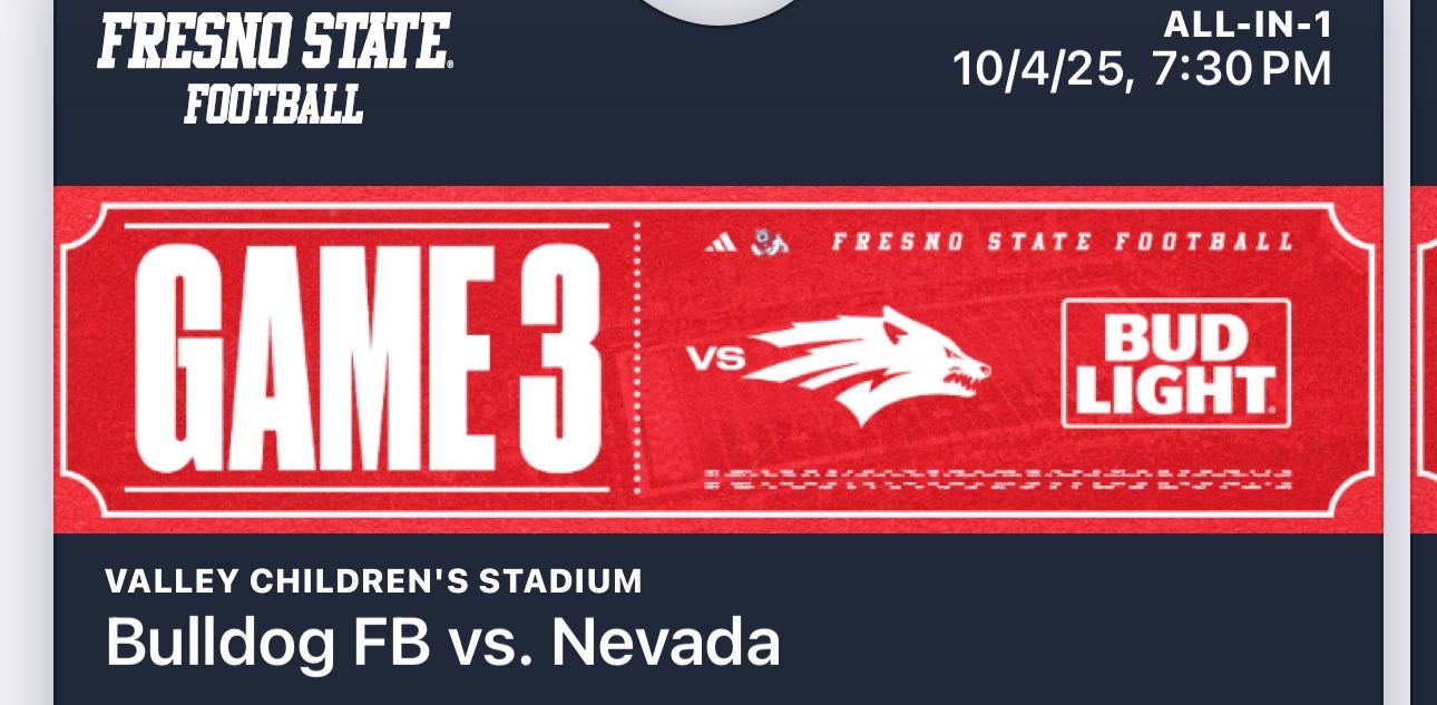 Two tickets for Fresno State section 19