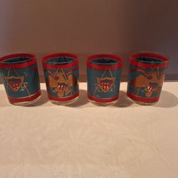 Vintage Patriotic Lowball Glasses Set of 4 by CERA