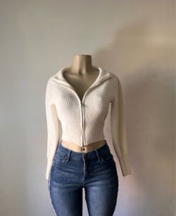 New Knit Cardigan With Folded Collar Size Xs
