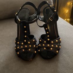 Gucci Leather Suede Studded Heels