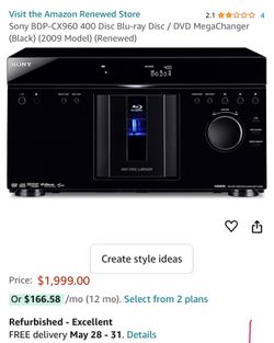 Sony Blu ray 400 Disk Player