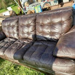 Leather Couch - Brown 