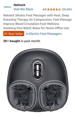 Nekteck Shiatsu Foot Massager with Heat, Deep Kneading Therapy Air Compression, Feet Massage Improve Blood Circulation Foot Wellness Soothing Pain Rel