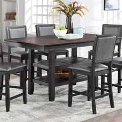Brand New Dark Coffee 7pc Counter Height Dining Table Set 