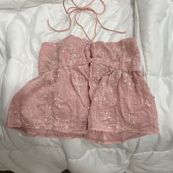Pink Floral Halter Top