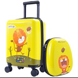 Kids Lion Luggage Set Carry on Suitcase with Backpack