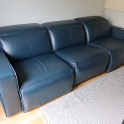 Blue leather Couch (3 Pieces)