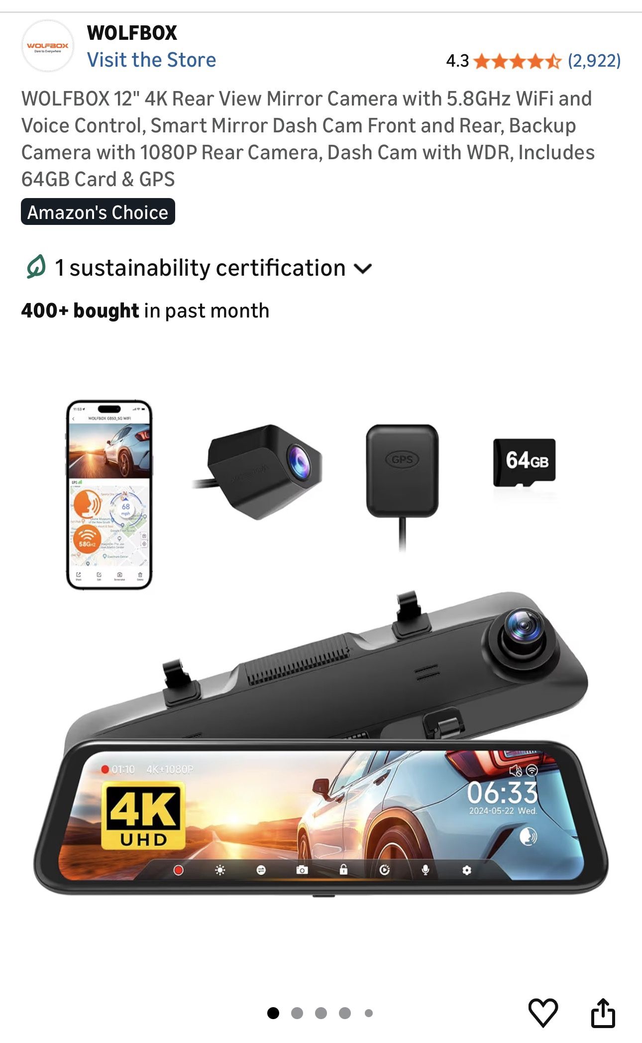 4K WOLFBOX Dashcam