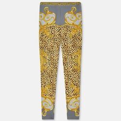 Versace Gray and Gold Baroque Print Leggings