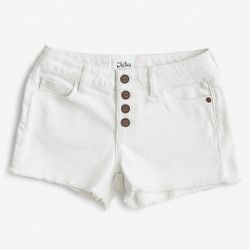 Girl’s Justice White Denim Shorts – Frayed Hem, Button-Fly | Size 12