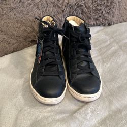 New Kids Blk High Top Leather Sneakers Size 2.5