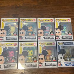 Mickey Mouse: The True Original 90 Years FULL SET of 7 + 1 Funko Pop