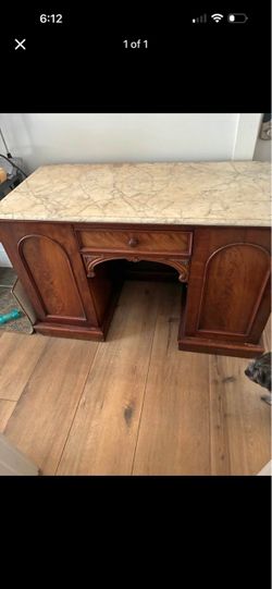 Vintage Victorian Marble Top Desk / Vanity Table
