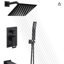 Modern Matte Black tub and shower system 