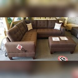 3 Pc Livingroom sectional sofa with ottoman 