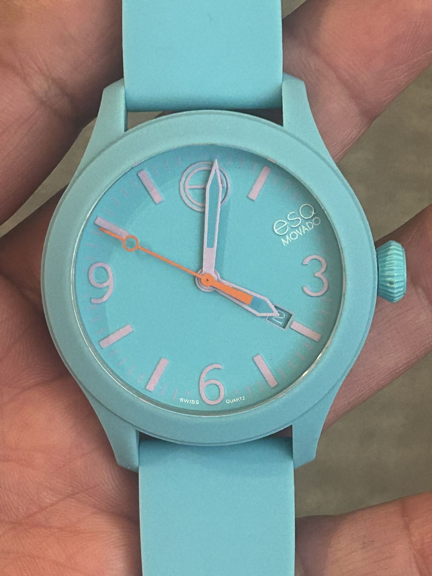 ESQ Movado Watch with Turquoise Dial (Model: 0(contact info removed))