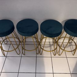 Velvet Green and Gold Bar Stool