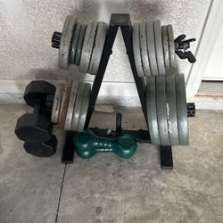 Used Weight Tree With Weights And Dumbbells - $150