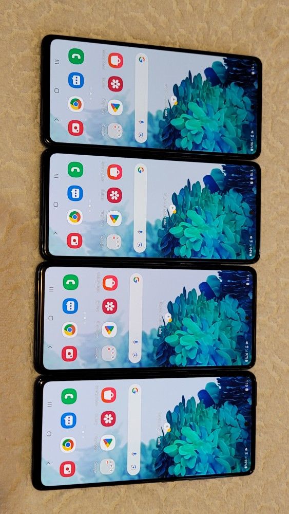 SAMSUNG GALAXY S20 FE 5G 128 GIGABYTES IN BLACK COLOR. PHONES ARE UNLOCKED FOR ANY COMPANY CARRIER 110 EACH PHONE