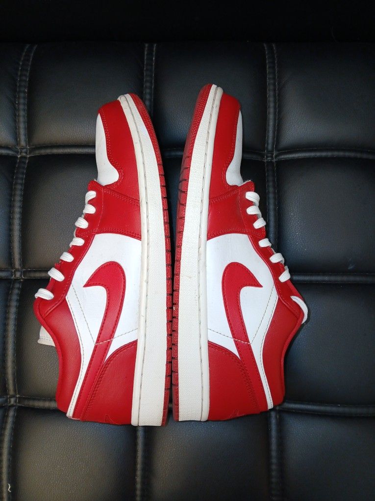 Air Jordan 1 Low "Gym Red" and White Sneakers Men's Size 10
