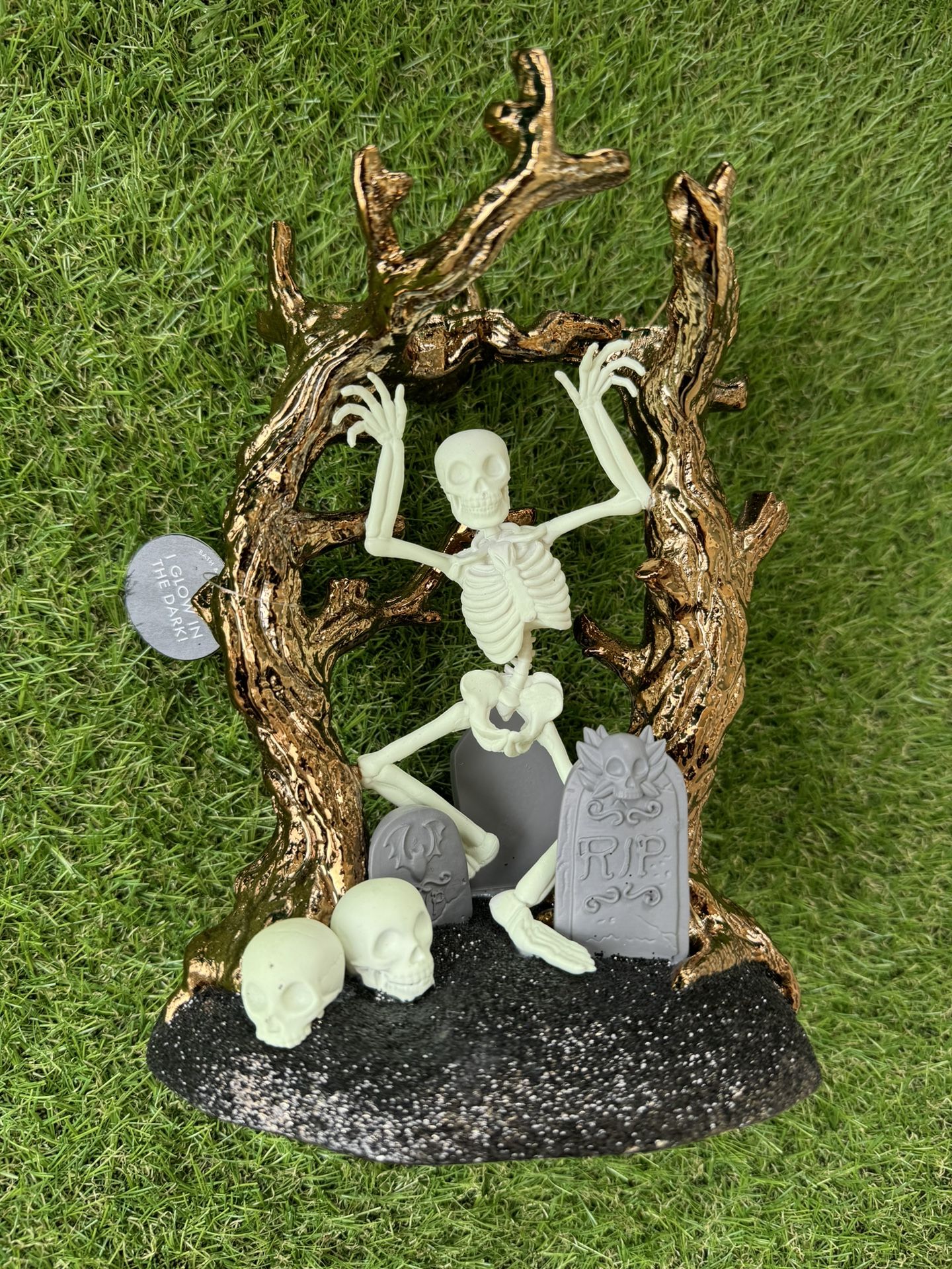 Skeleton Graveyard Glow In Dark Candle Holder 